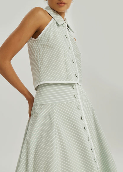 Camisa sin mangas a rayas Ria Resort | Matcha/Blanco
