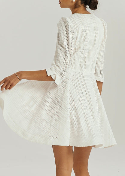 Vestido de día elegante de punto Roma | Blanco