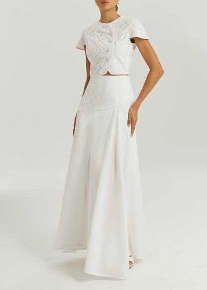 Top Roxie de algodón con calado | Blanco