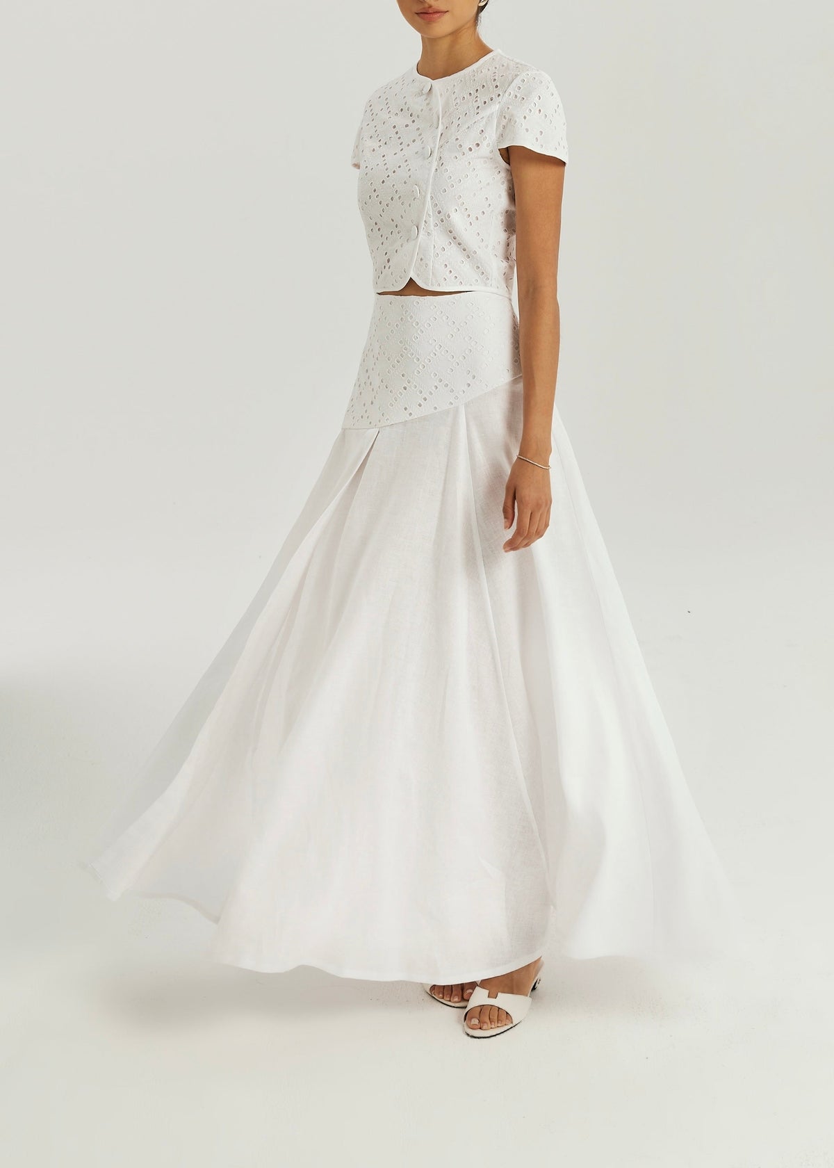 Top Roxie de algodón con calado | Blanco
