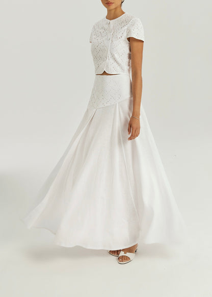 Top Roxie de algodón con calado | Blanco