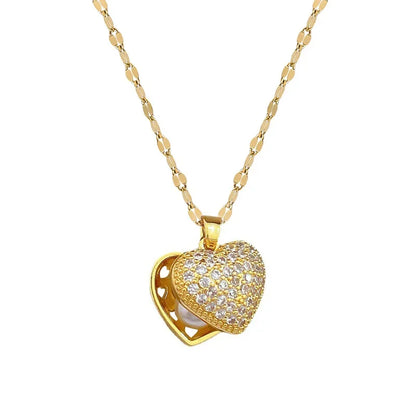 Collar elegante y lujoso de ostra con perla en forma de corazón color melocotón