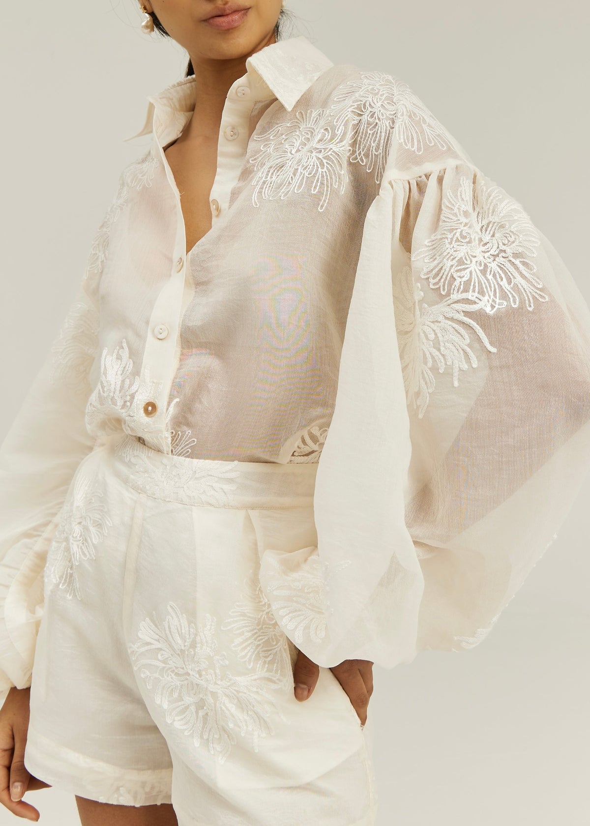Camisa bordada Sophia | Vainilla