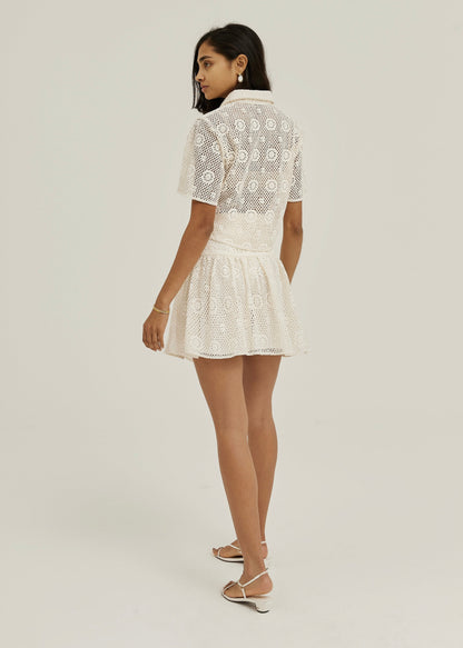 Camisa de resort estilo crochet de encaje Ulani | Vainilla