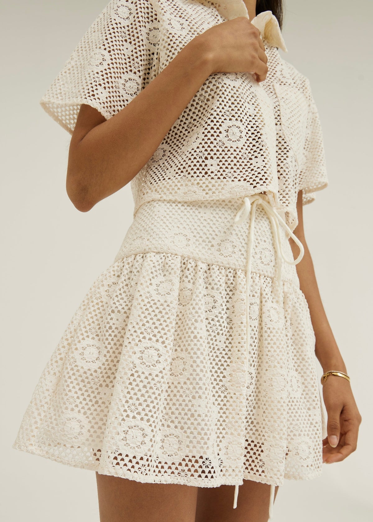 Camisa de resort estilo crochet de encaje Ulani | Vainilla