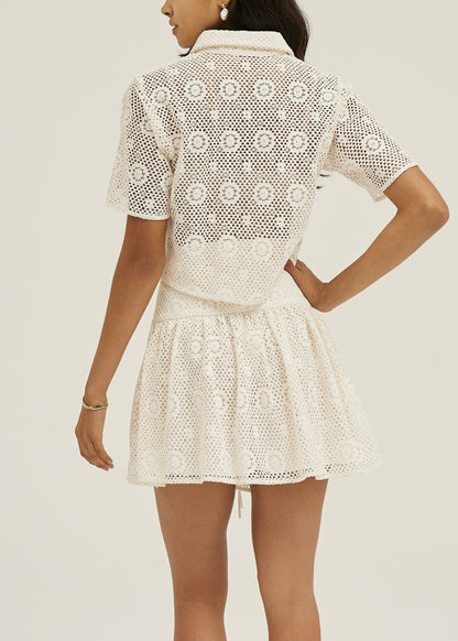 Camisa de resort estilo crochet de encaje Ulani | Vainilla