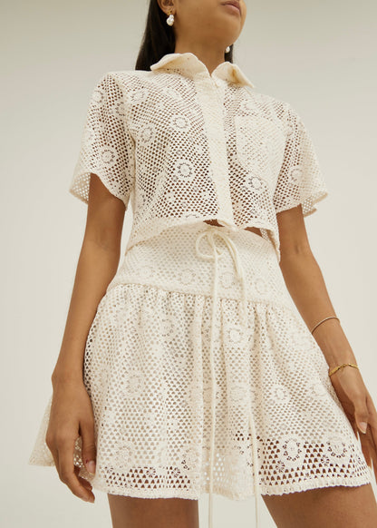 Camisa de resort estilo crochet de encaje Ulani | Vainilla