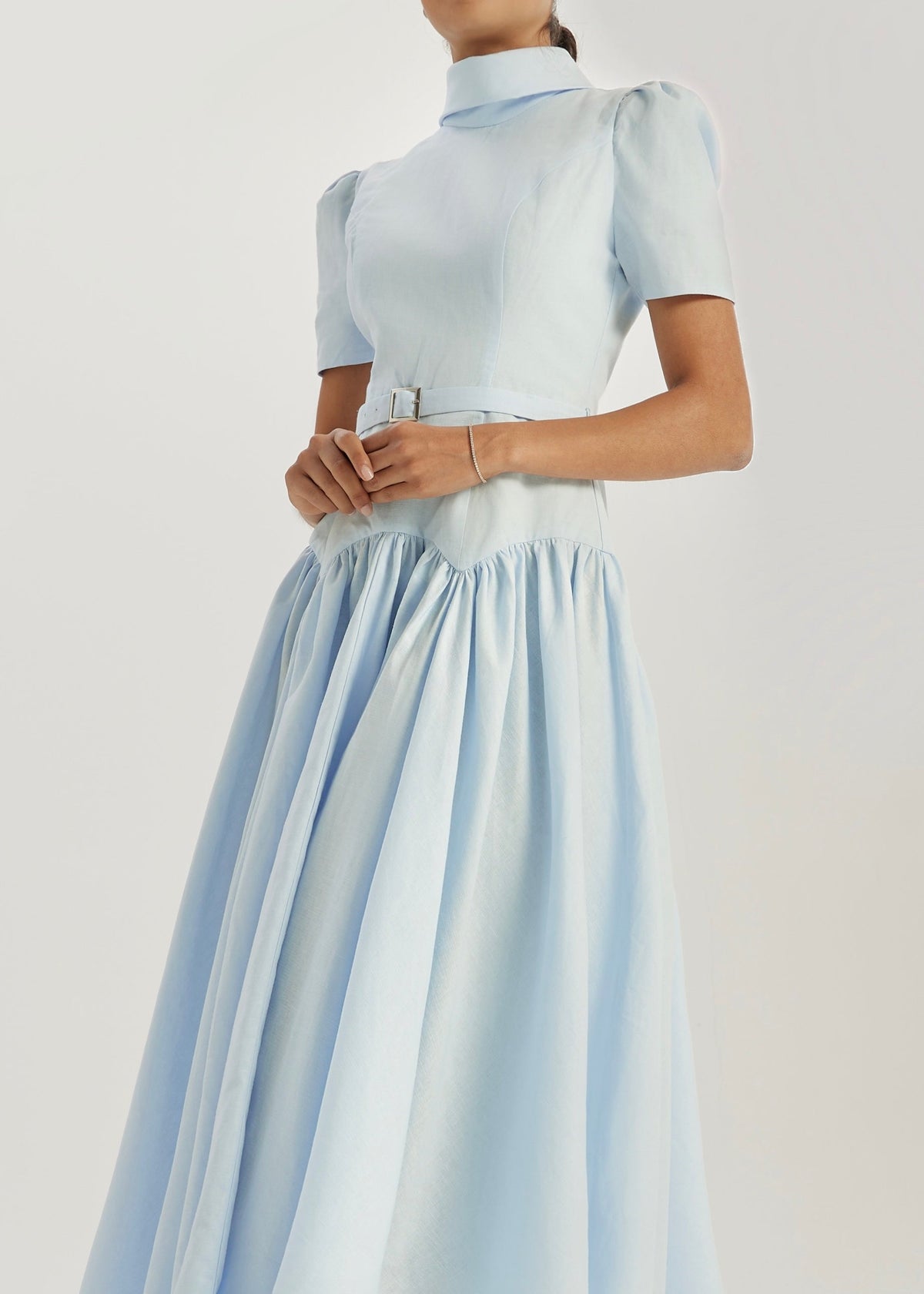 Vestido de día de lino Vikarla | Azul pastel