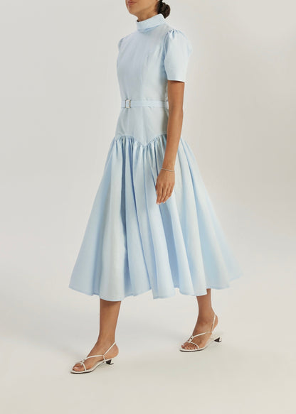Vestido de día de lino Vikarla | Azul pastel