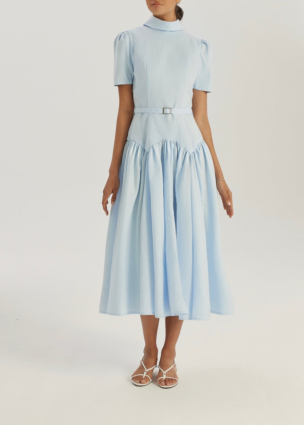 Vestido de día de lino Vikarla | Azul pastel