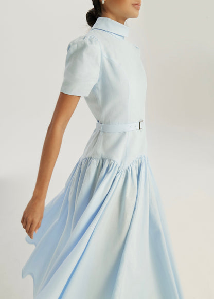 Vestido de día de lino Vikarla | Azul pastel