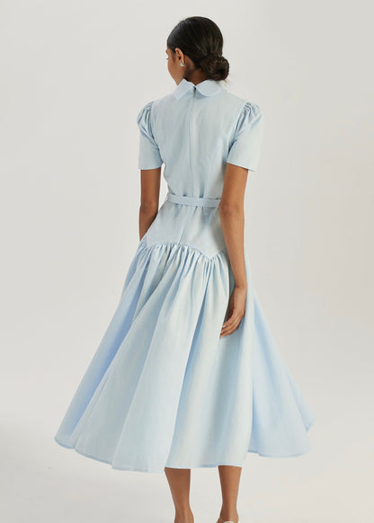 Vestido de día de lino Vikarla | Azul pastel