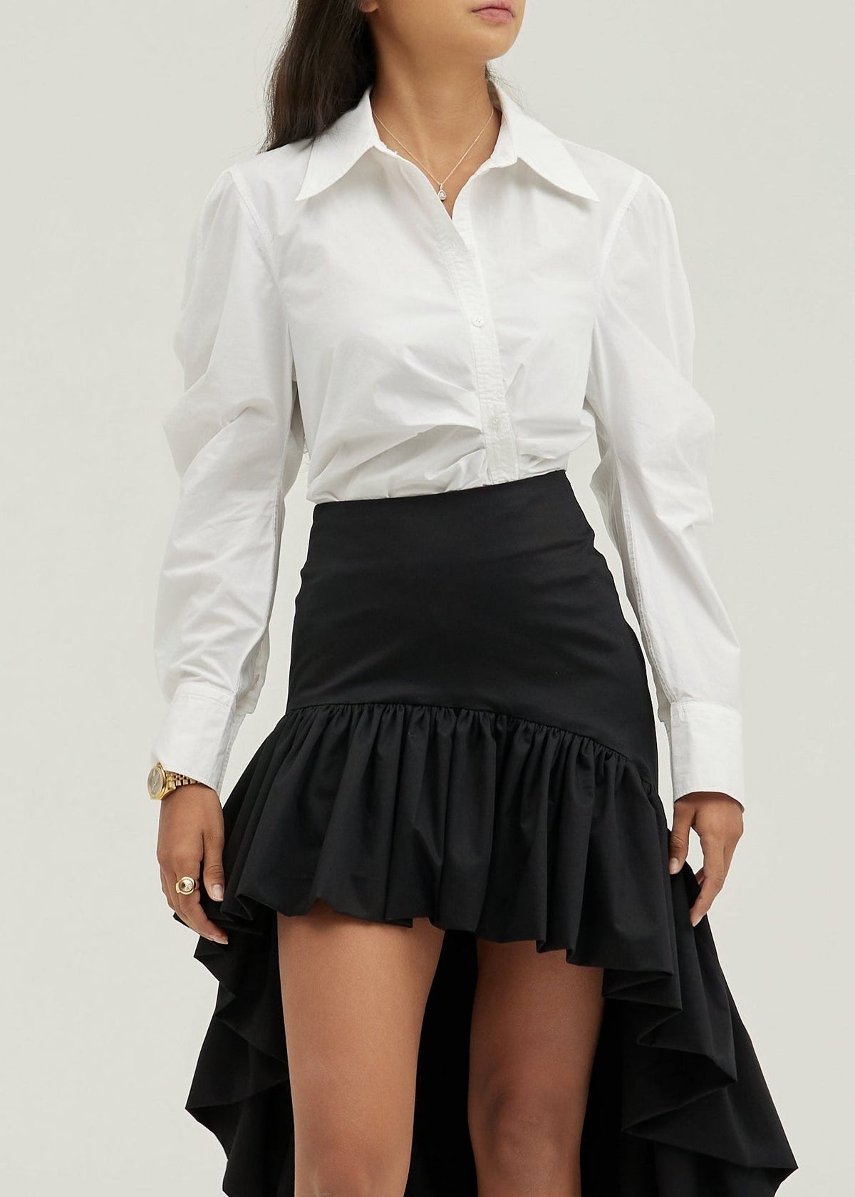 Camisa Eva fruncida con botones | Blanca
