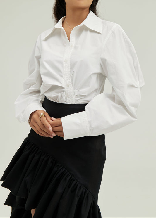 Camisa Eva fruncida con botones | Blanca