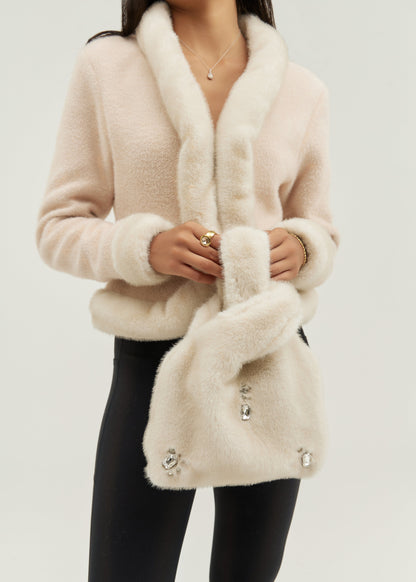 Chaqueta Lourdes con ribete de piel | Champán