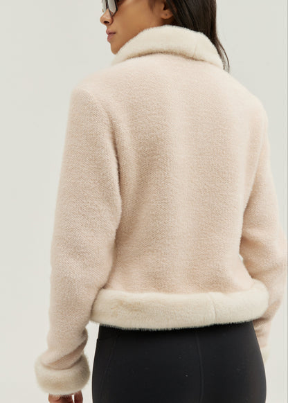 Chaqueta Lourdes con ribete de piel | Champán
