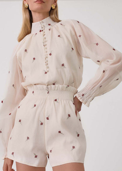 Blusa bordada elegante Calista | Rosa crema