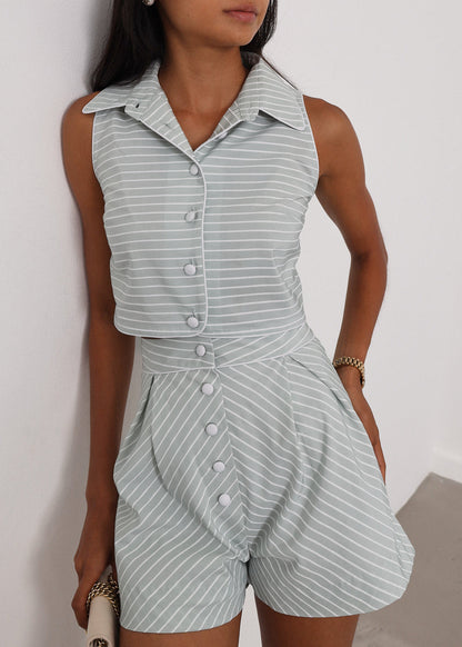 Karra Camisa de verano a rayas | Pistacho/Blanco