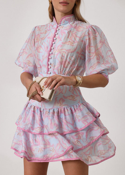 Vestido de volantes escalonados Patriza | Mezcla de tonos pastel