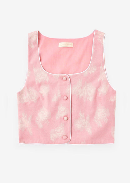 Top de mezclilla Shola con borde en contraste | Mezclilla rosa