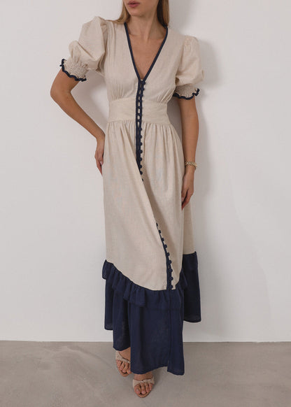 Vestido maxi de contraste Siam | Arena y Mar
