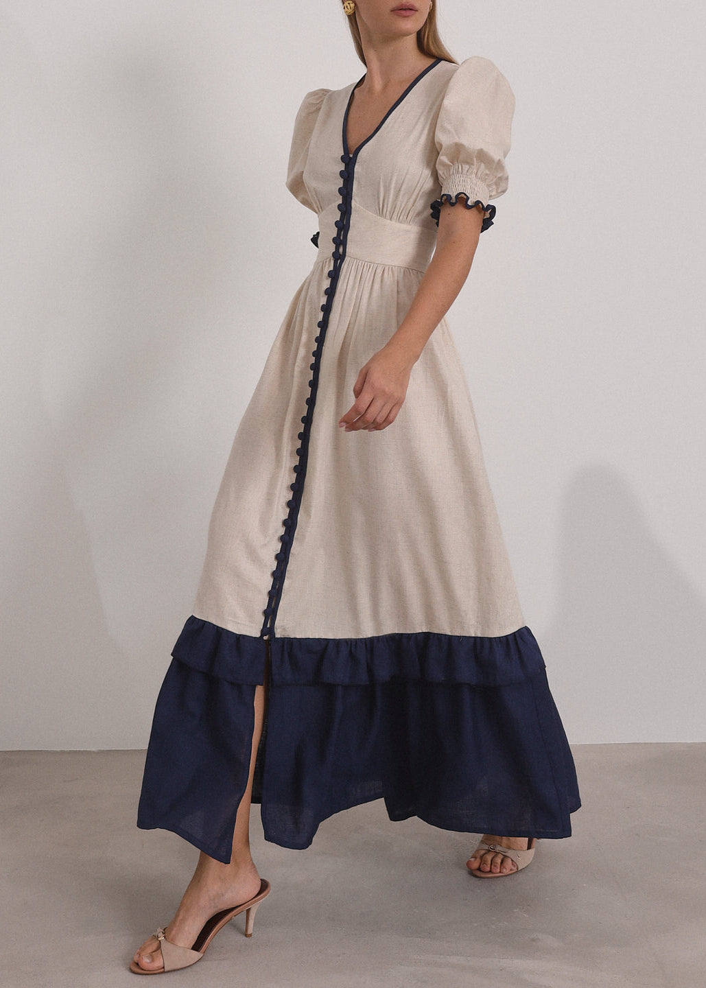 Vestido maxi de contraste Siam | Arena y Mar