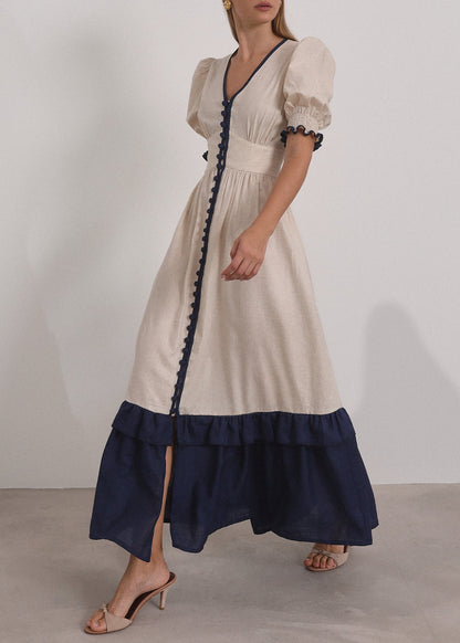 Vestido maxi de contraste Siam | Arena y Mar