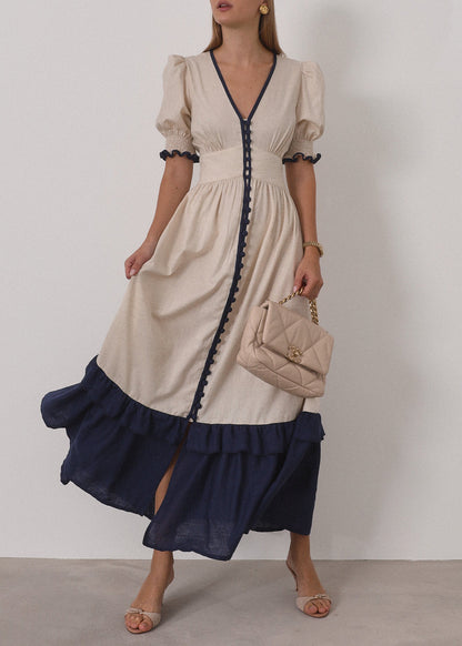 Vestido maxi de contraste Siam | Arena y Mar