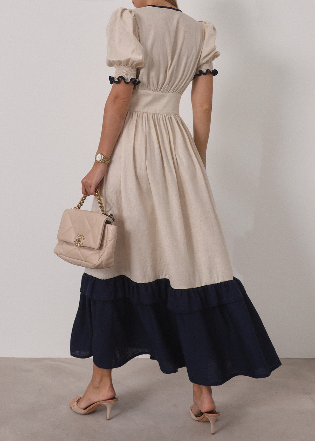 Vestido maxi de contraste Siam | Arena y Mar