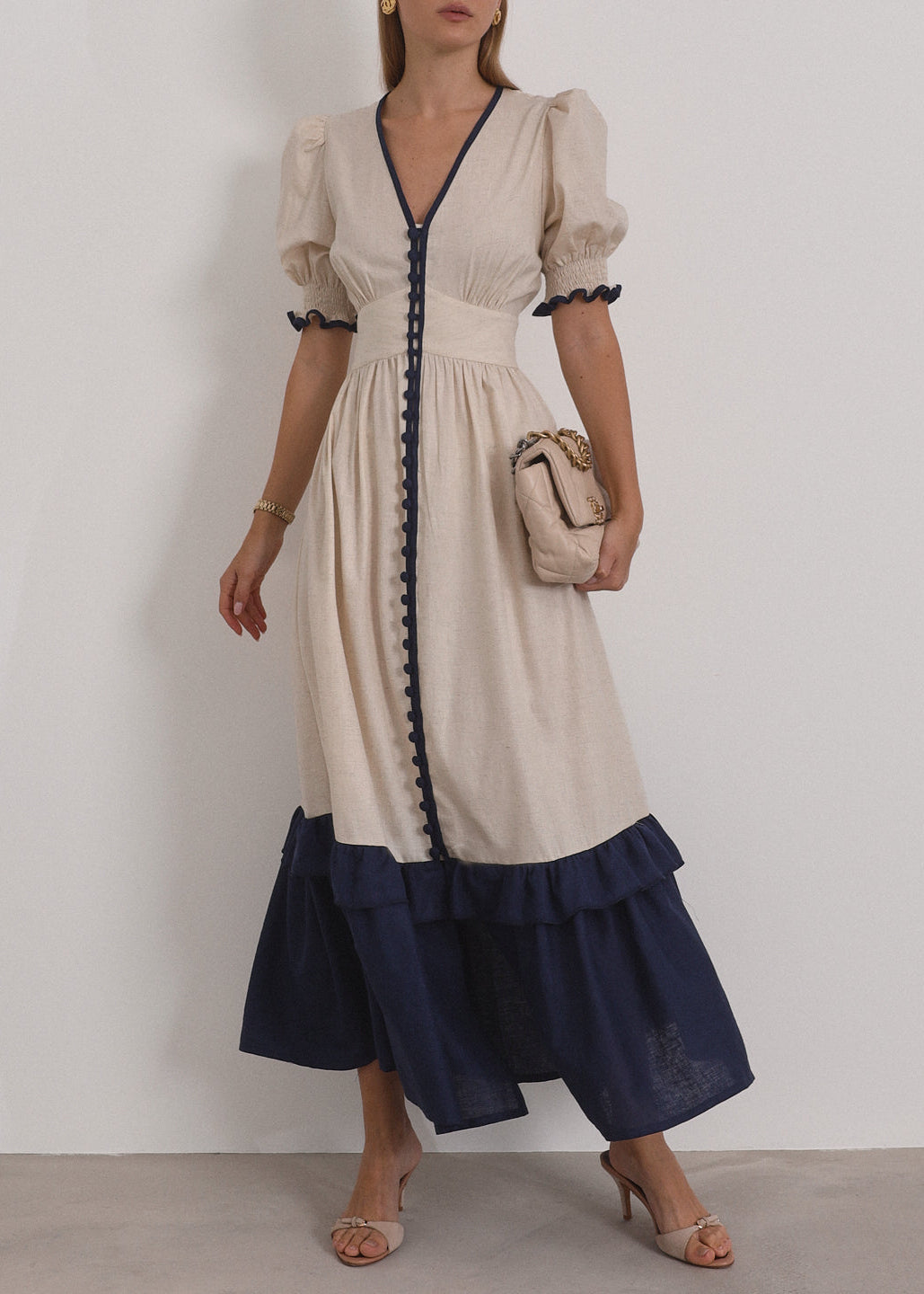 Vestido maxi de contraste Siam | Arena y Mar