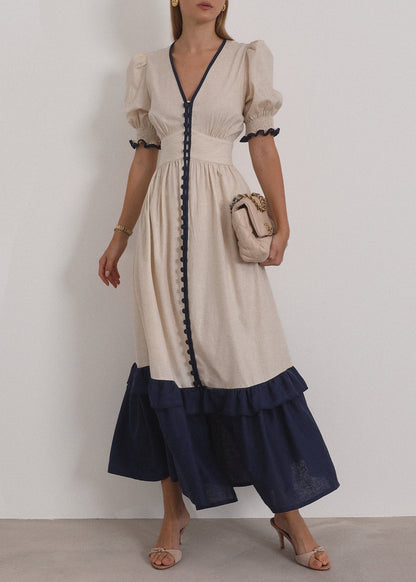 Vestido maxi de contraste Siam | Arena y Mar