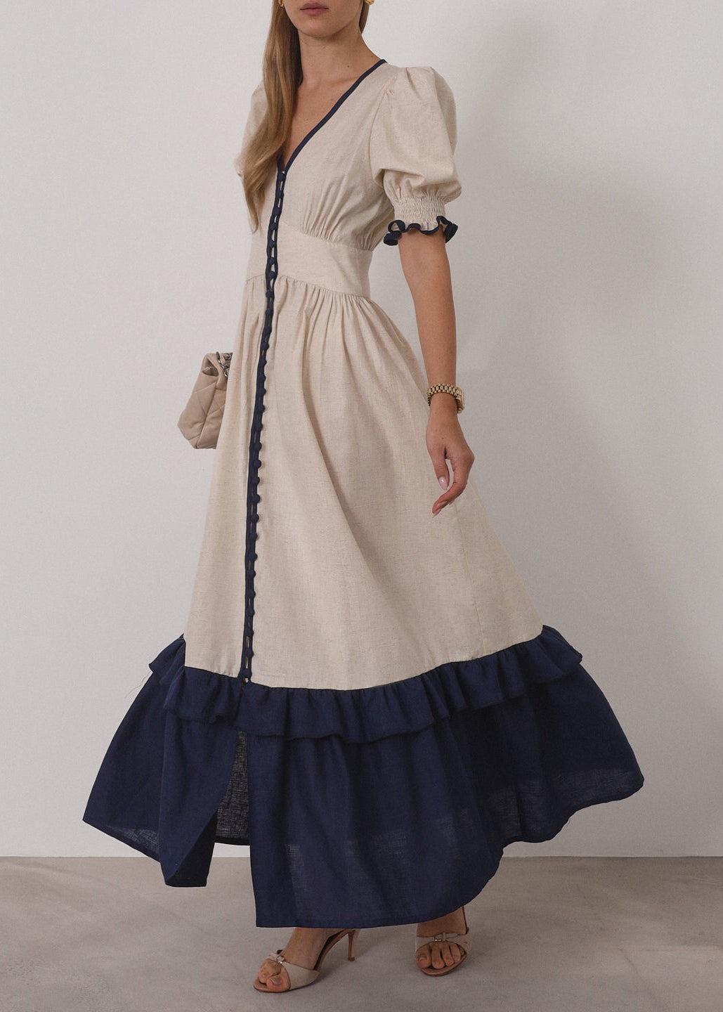 Vestido maxi de contraste Siam | Arena y Mar
