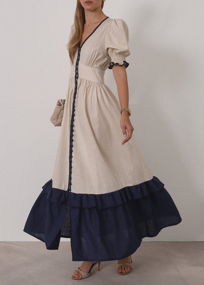 Vestido maxi de contraste Siam | Arena y Mar