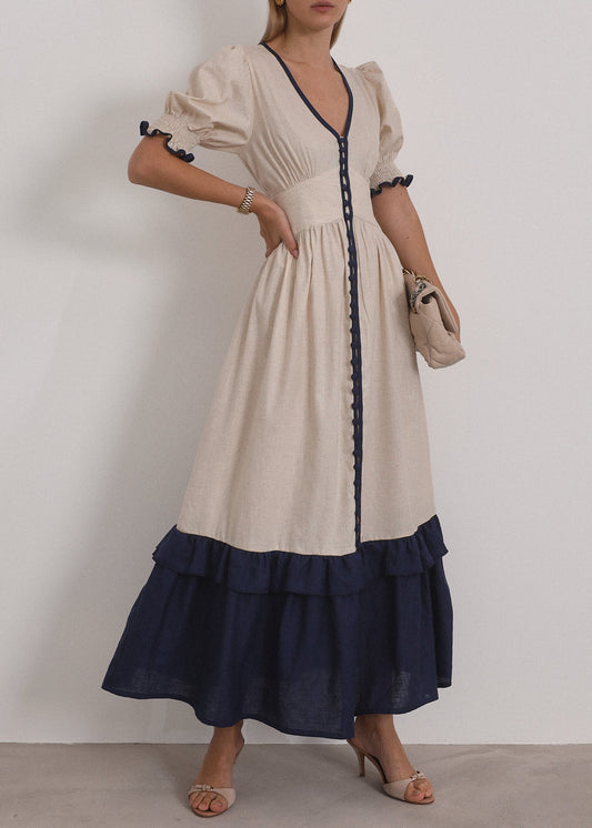 Vestido maxi de contraste Siam | Arena y Mar