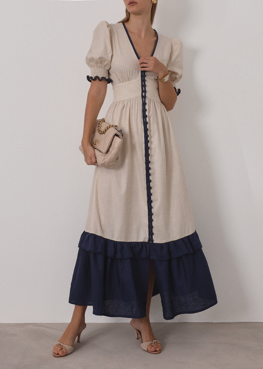 Vestido maxi de contraste Siam | Arena y Mar