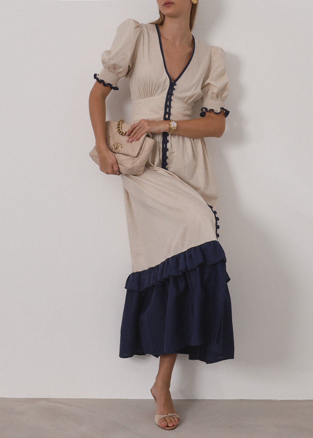 Vestido maxi de contraste Siam | Arena y Mar