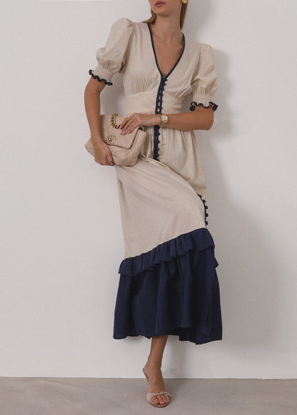 Vestido maxi de contraste Siam | Arena y Mar