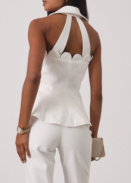 Top elegante de resort Tula | Blanco isla