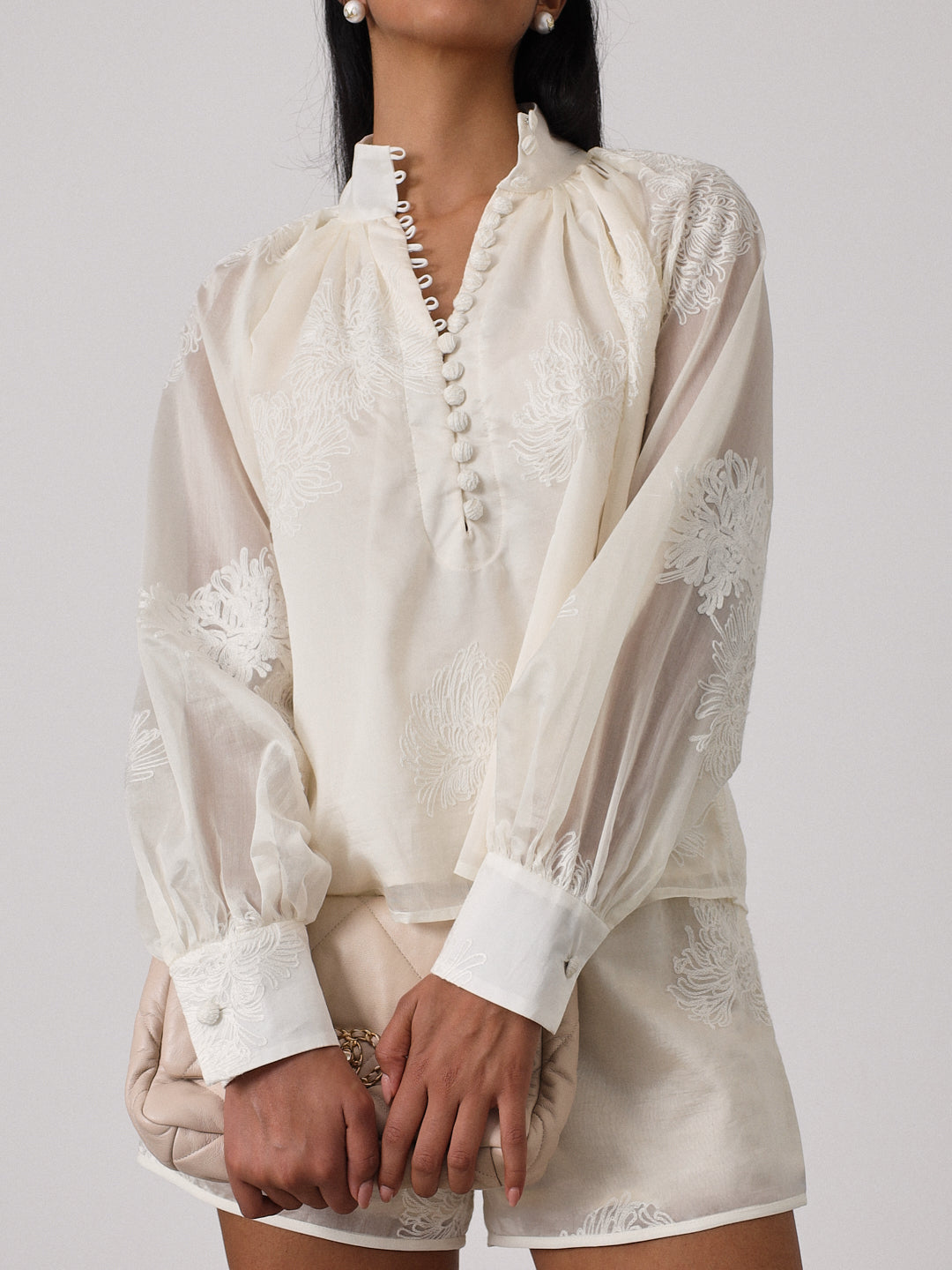 Blusa bordada Yara | Crema