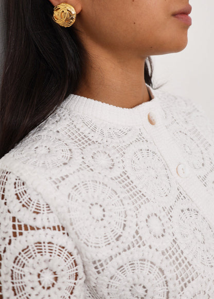 Vestido Yasmin de encaje estilo años 70 | Blanco