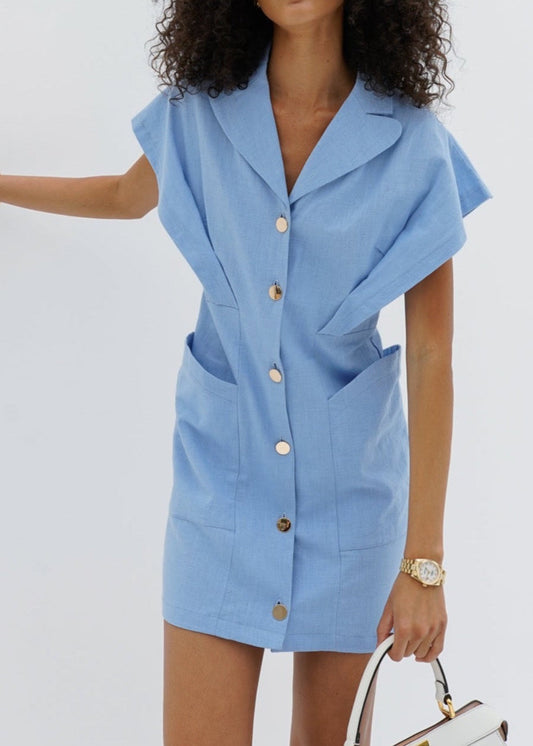 Vestido camisero Erika | Azul celeste