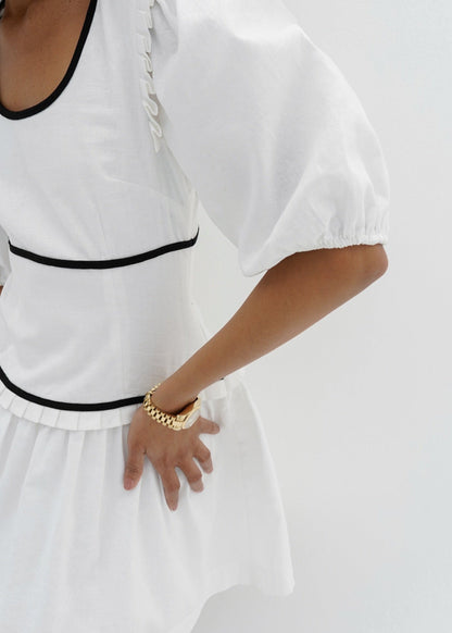 Vestido de lino Issey con contraste | Blanco y negro