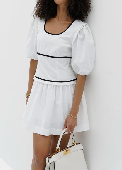 Vestido de lino Issey con contraste | Blanco y negro