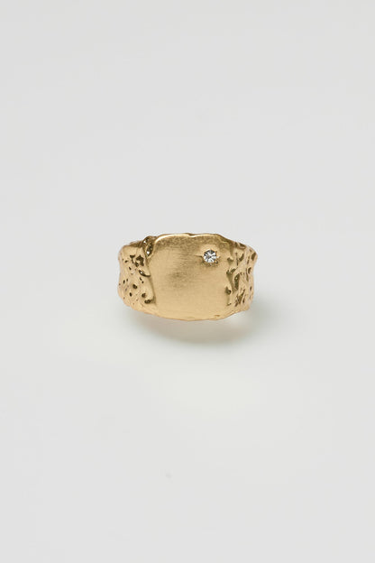 Anillo de sello irregular con circonita