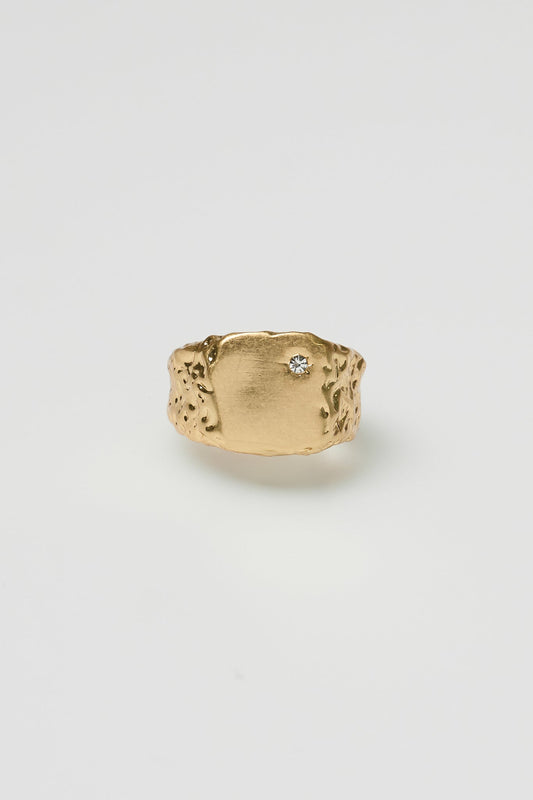 Anillo de sello irregular con circonita