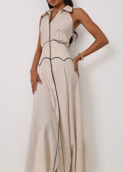 Vestido Kalila con icono en contraste | Beige/Negro