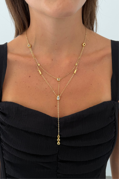 Collar doble de circonitas