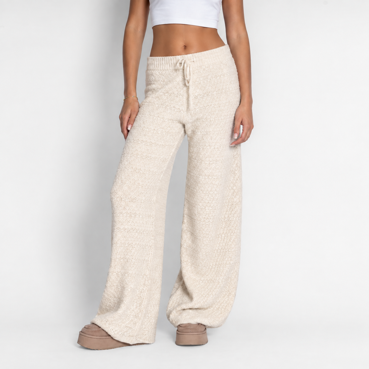 Pantalones anchos de punto acogedores