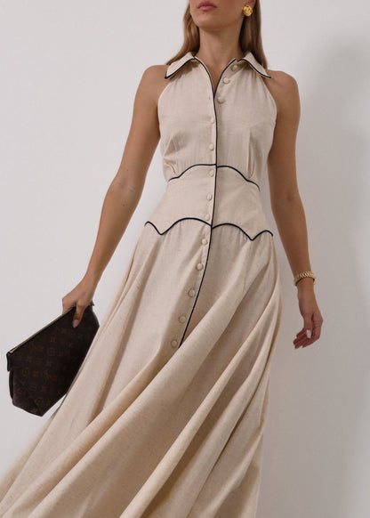 Vestido Kalila con icono en contraste | Beige/Negro