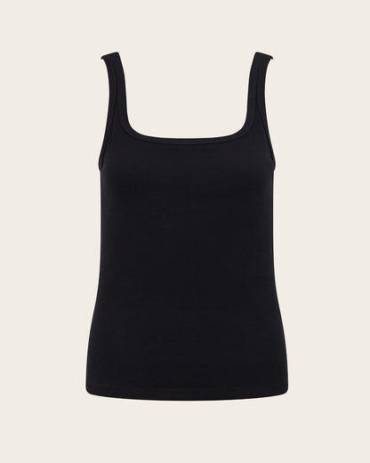 Camiseta de tirantes acanalada para mujer - Negra